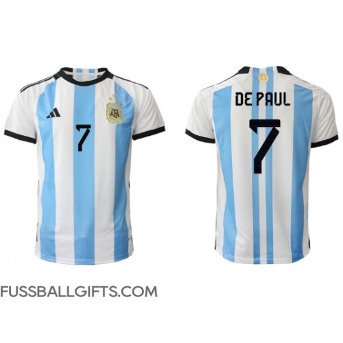 Argentinien Rodrigo de Paul #7 Fußballbekleidung Heimtrikot WM 2022 Kurzarm